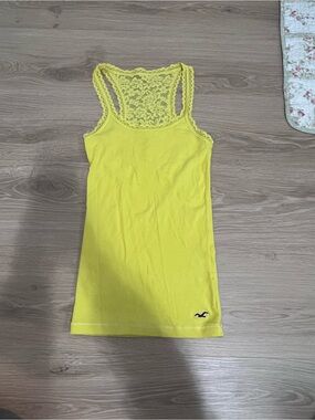 Hollister Sunny Yellow Lace Racerback Tank
